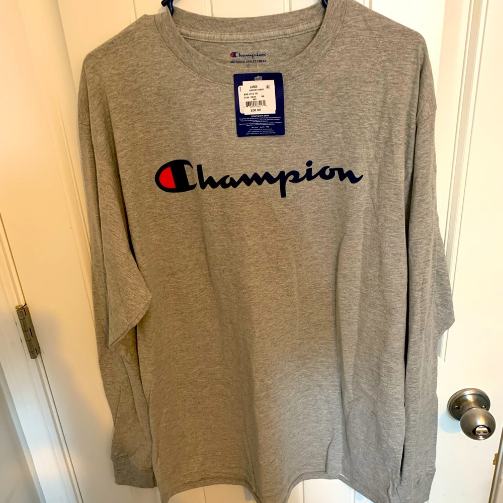 Champion gray long sleeve shirt, new w/tags.